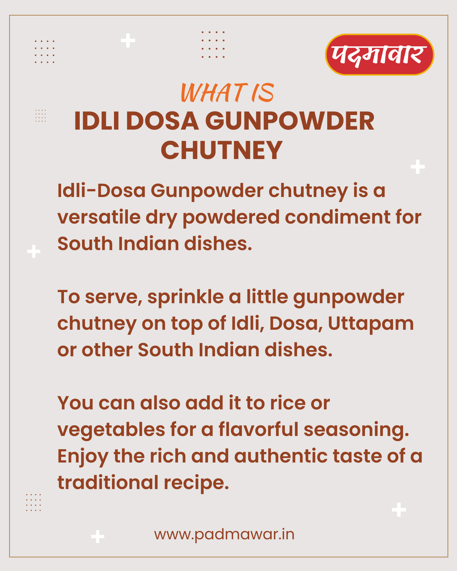 Padmawar Idli Dosa Chutney - Nutty, Spicy Dry Powdered Chutney | Delicious & Ready-to-Eat | Rich Ingredients | No Preservatives or Additives (200 GMS)